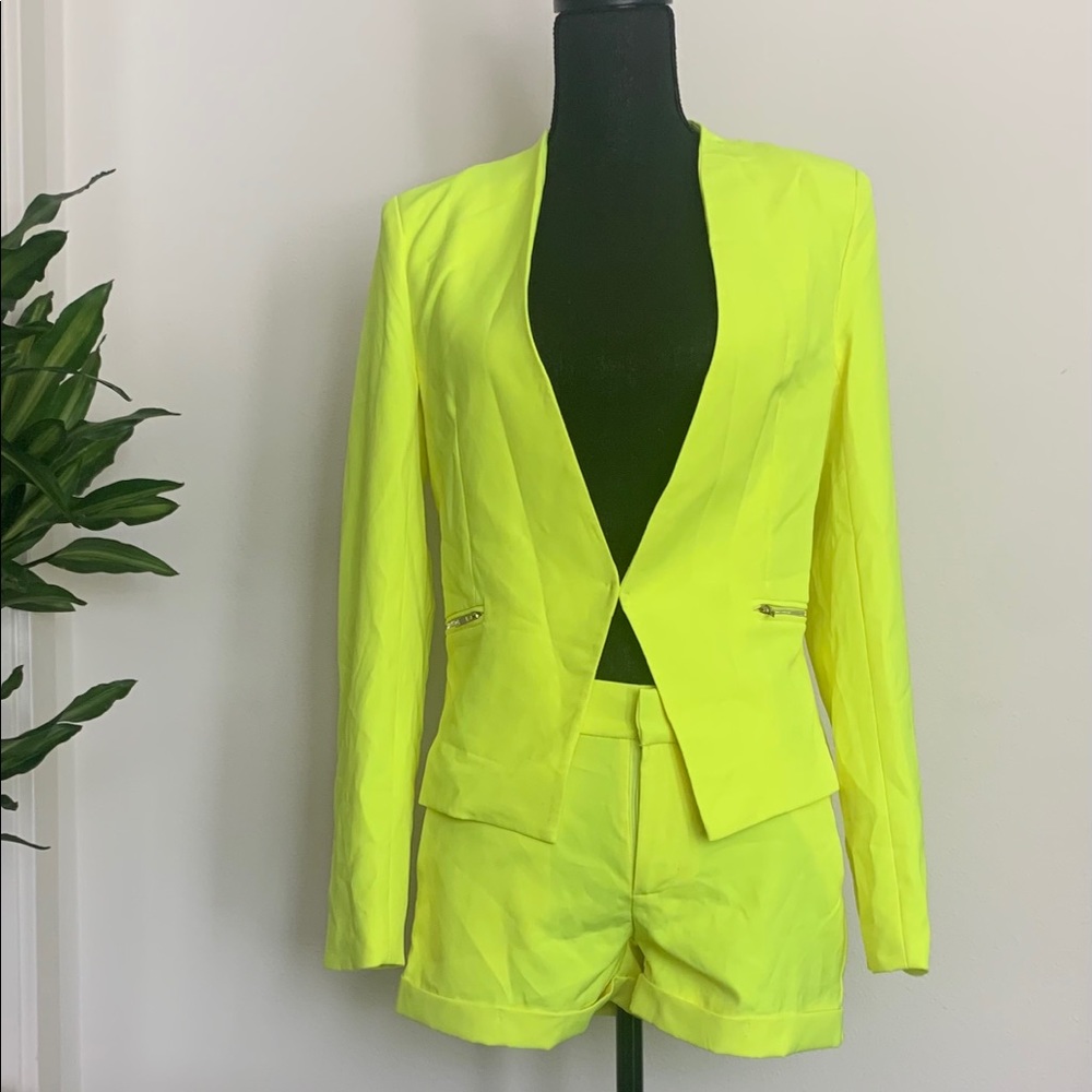 Lime Green Two Piece Short Set Suit